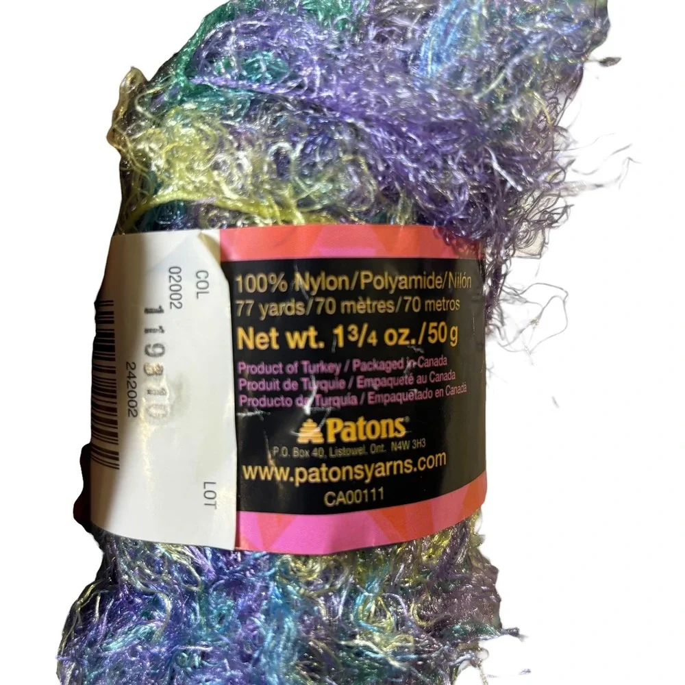 4 Skeins Patons Cha Cha Fun Fur Yarn Vegas #2002 Shimmer Metallic Craft Crochet